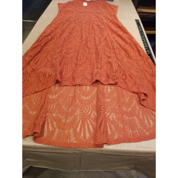 Maurice Women's XL  Rusty Brown Lace Sleeveless Fit & Flare Maxi‎ Dress - Picture 10 of 12